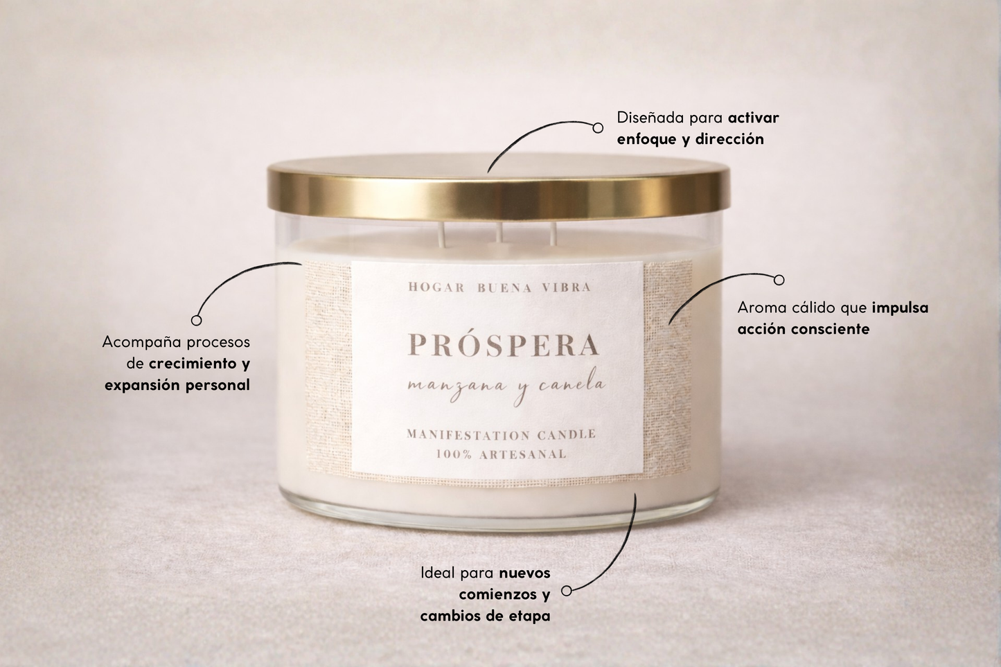 PRÓSPERA · manzana y canela — enfoque, impulso, prosperidad
