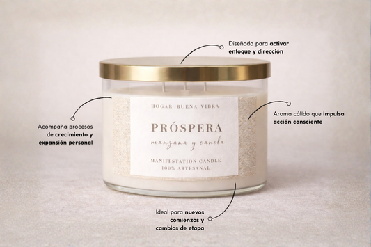 PRÓSPERA · manzana y canela — enfoque, impulso, prosperidad